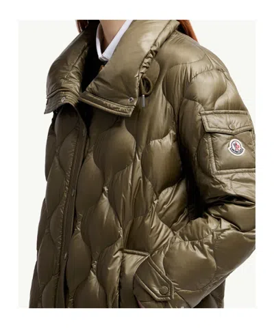 Moncler Womens Medium Green Lombi Hooded Shell-down Jacket Xs In Green