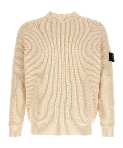 Stone Island Light Yellow Crewneck Pullover In Nude