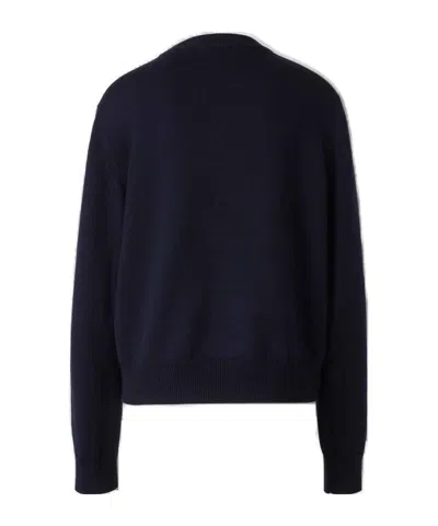 Jil Sander Wool Sweater With Floral Pattern In Blue