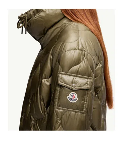 Moncler Womens Medium Green Lombi Hooded Shell-down Jacket Xs In Green