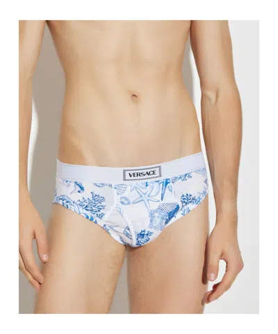 Versace Seashell-print Briefs In Multi
