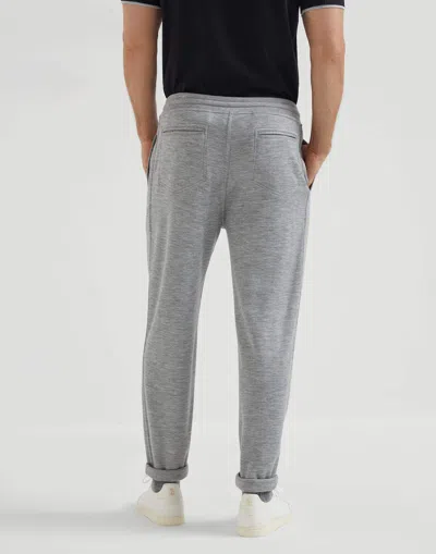 Brunello Cucinelli Drawstring Slim-fit Joggers In Gray