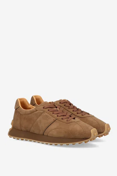 Tod's Brown Low Top Sneakers With Cleat Details On Heel And Sole In Brown