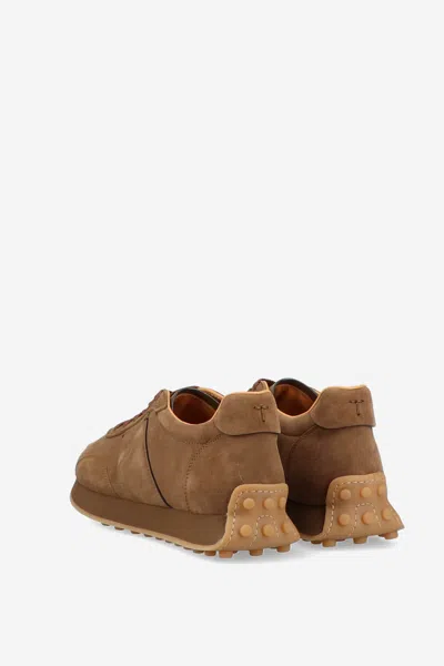Tod's Brown Low Top Sneakers With Cleat Details On Heel And Sole In Brown