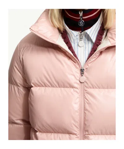 Moncler Women Pink Abbadia Short Down Jacket In Pink