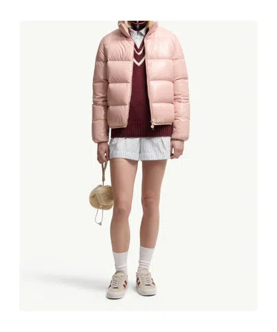 Moncler Women Pink Abbadia Short Down Jacket In Pink