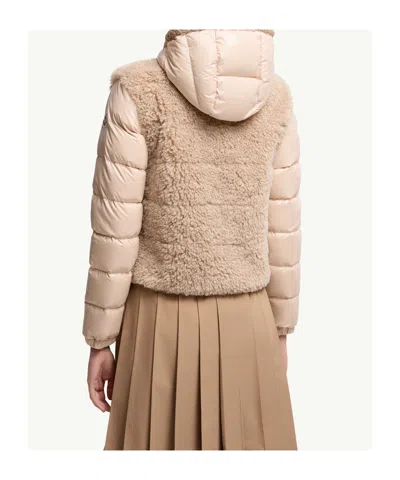 Moncler Doudoune À Capuche En Teddy Plantay In Neutral