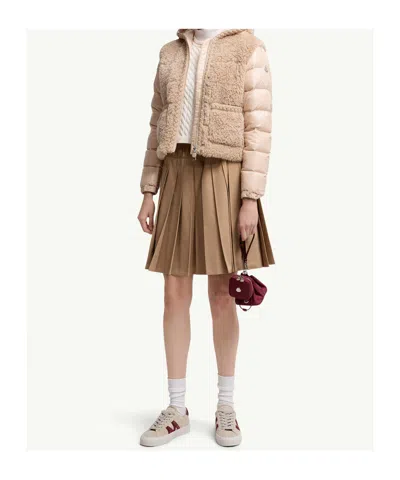 Moncler Doudoune À Capuche En Teddy Plantay In Neutral