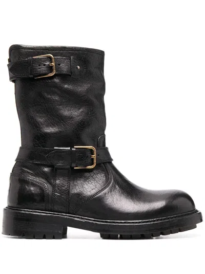 Dolce & Gabbana Horseride Leather Mid-calf Boots In Black
