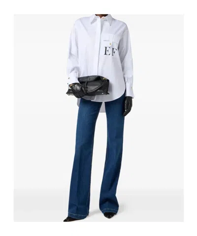 Elisabetta Franchi White Striped Cotton Poplin Shirt