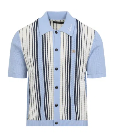 Amiri Script Stripe Viscose Shirt In Blue