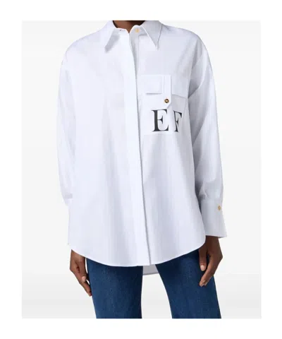 Elisabetta Franchi White Striped Cotton Poplin Shirt