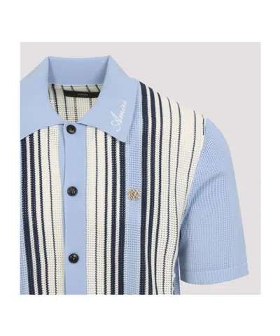 Amiri Script Stripe Viscose Shirt In Blue