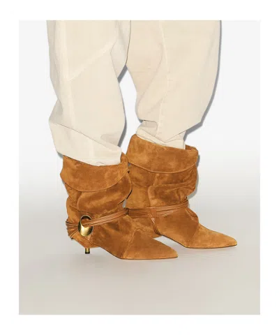 Isabel Marant Embellished Strap Detail Boots In Brown