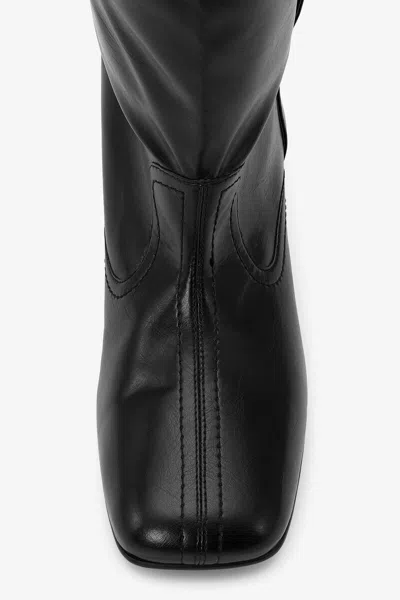 Ganni Butterfly Buckle Knee-high Slouchy Boots In Black