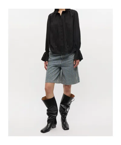 Ganni Butterfly Buckle Knee-high Slouchy Boots In Black