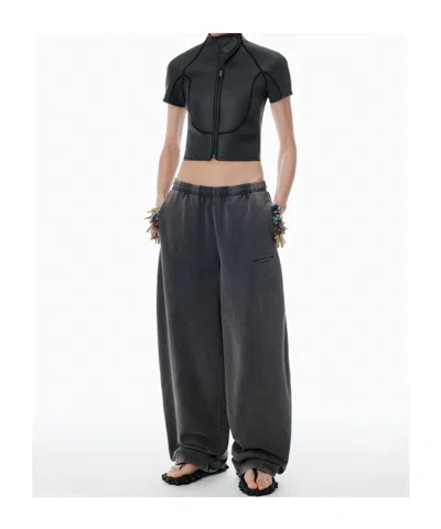 Alexander Wang Black Wide-leg Sweatpants In Gray