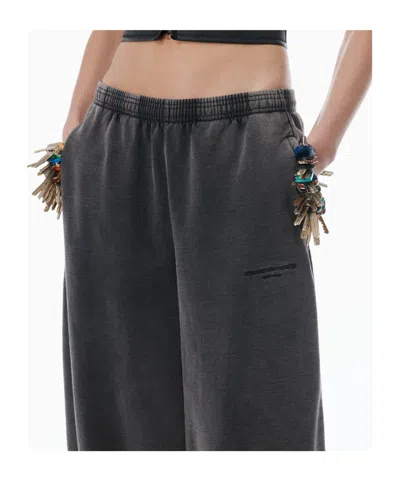 Alexander Wang Black Wide-leg Sweatpants In Gray