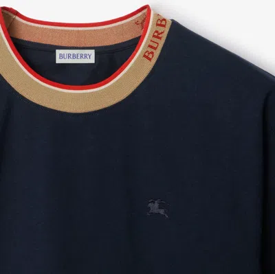 Burberry Logo Cotton T-shirt In Blue