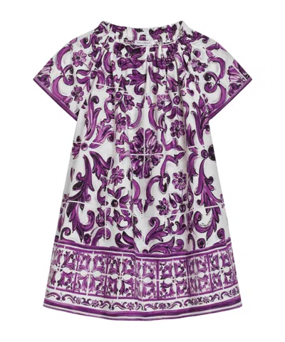 Dolce & Gabbana Graphic-print Cotton Dress In Purple