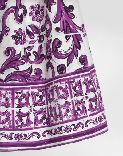 Dolce & Gabbana Graphic-print Cotton Dress In Purple