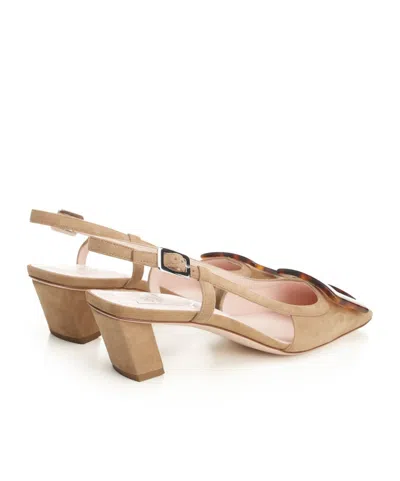 Roger Vivier Belle Vivier Turtle Sling Back 45 Pumps Brown In Neutral