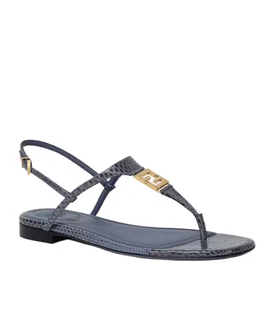 Fendi Green Open Toe Sandals In Blue