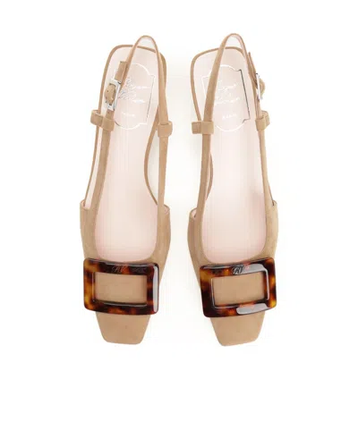 Roger Vivier Belle Vivier Turtle Sling Back 45 Pumps Brown In Neutral