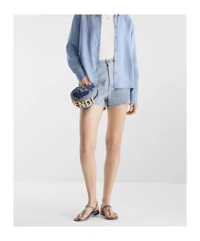 Fendi Green Open Toe Sandals In Blue