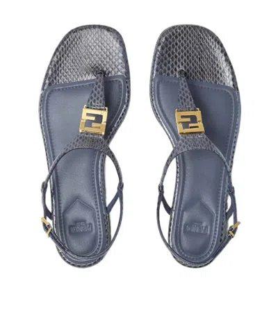 Fendi Green Open Toe Sandals In Blue