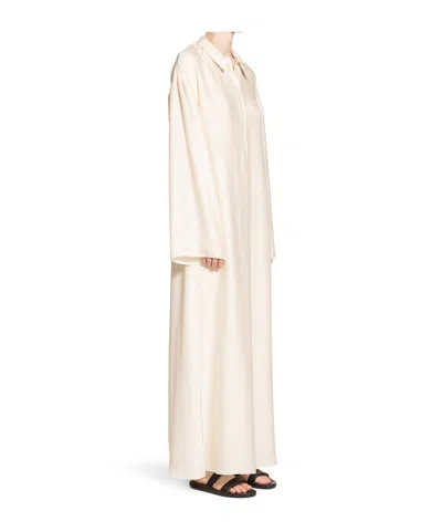 The Row Long Sleeve Dress In White