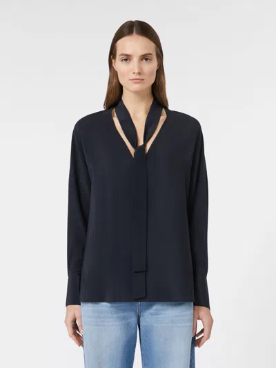 Max Mara Silk Crepe De Chine Blouse In Black