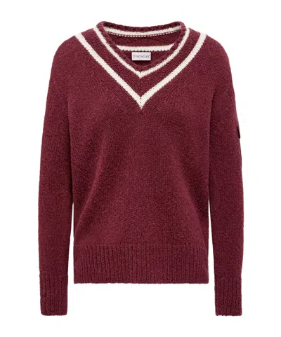 Moncler Burgundy Padded V-neck Sweater
