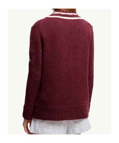 Moncler Burgundy Padded V-neck Sweater