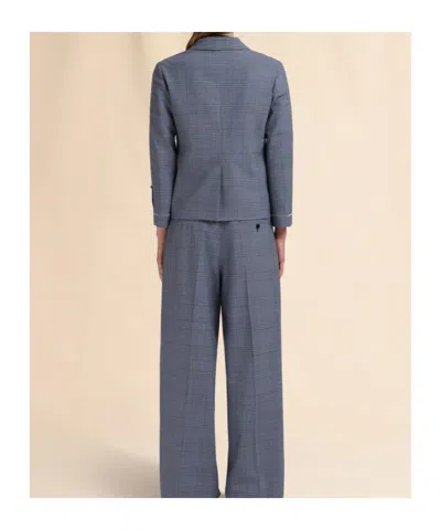 Marni Blue Wool Cropped Jacket With Prince Of Wales Check In Blue