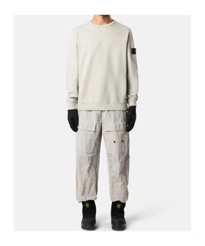 Stone Island Regular-fit Crewneck Sweatshirt With Ribbed Inserts In White