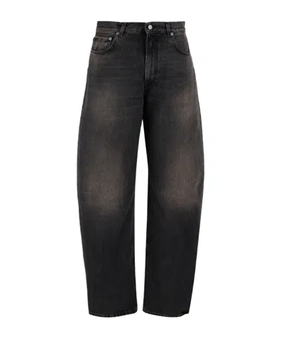 Haikure Wide-leg Denim Trousers With Medium Waist In Black