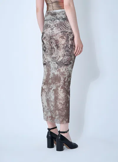 Jean Paul Gaultier Médaillon Mesh Skirt In Brown