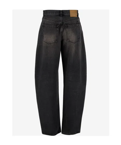 Haikure Wide-leg Denim Trousers With Medium Waist In Black