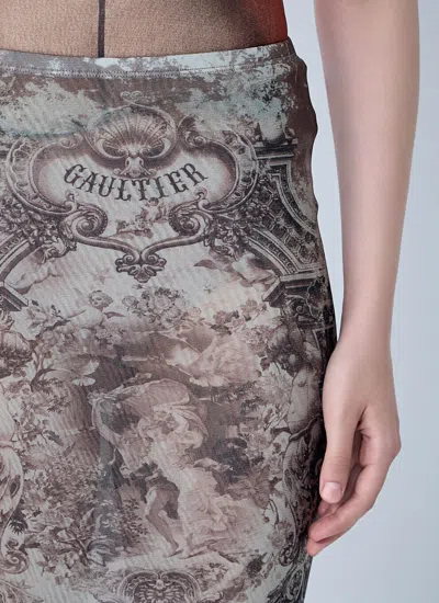 Jean Paul Gaultier Médaillon Mesh Skirt In Brown
