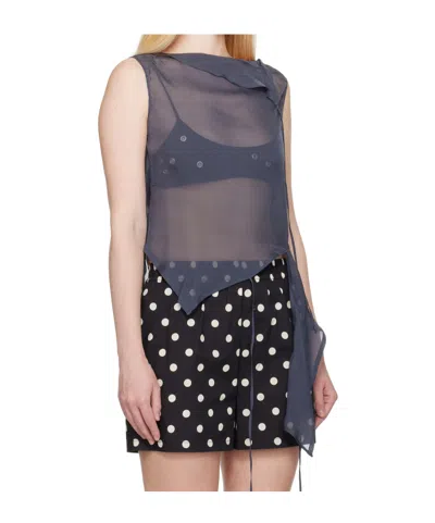 Paloma Wool Asymmetric Silk Top In Blue