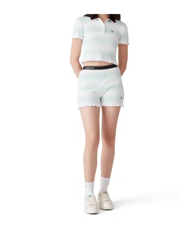 Casablanca Short-sleeved Cotton Sweater With Contrasting Details In White