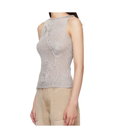 Paloma Wool Floral-embroidered Knitted Top In Gray