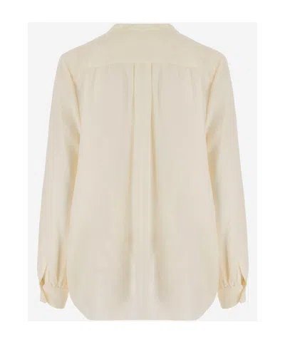 Chloé Silk Shirt With Mandarin Collar In Neutral