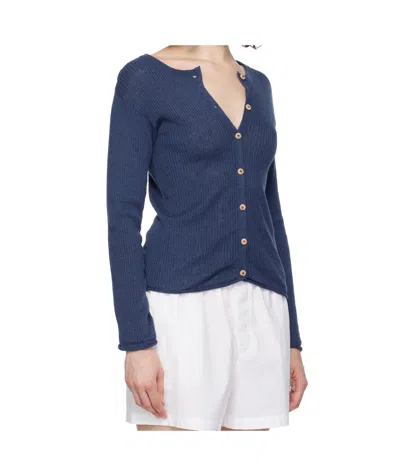 Baserange Blue Drip Cardigan In Blue