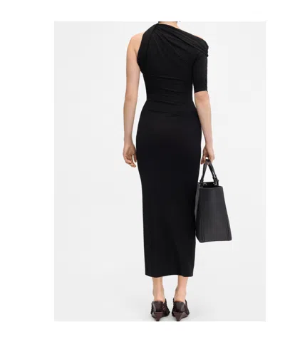 Jacquemus Short-sleeved Black Viscose Midi Dress In Black