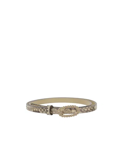 Valentino Snakeskin-effect Crystal-embellished Belt In Brown