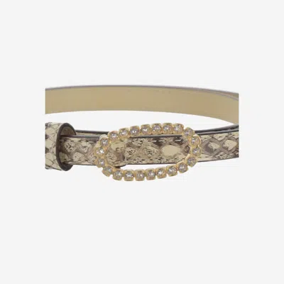Valentino Snakeskin-effect Crystal-embellished Belt In Brown