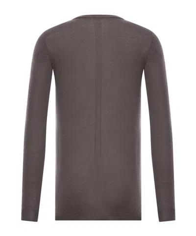 Rick Owens Black Long Sleeve Crewneck Sweater Top In Gray