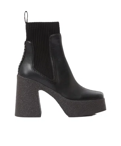 Stella Mccartney Black Skyla Heeled Sock Chelsea Boots In Black